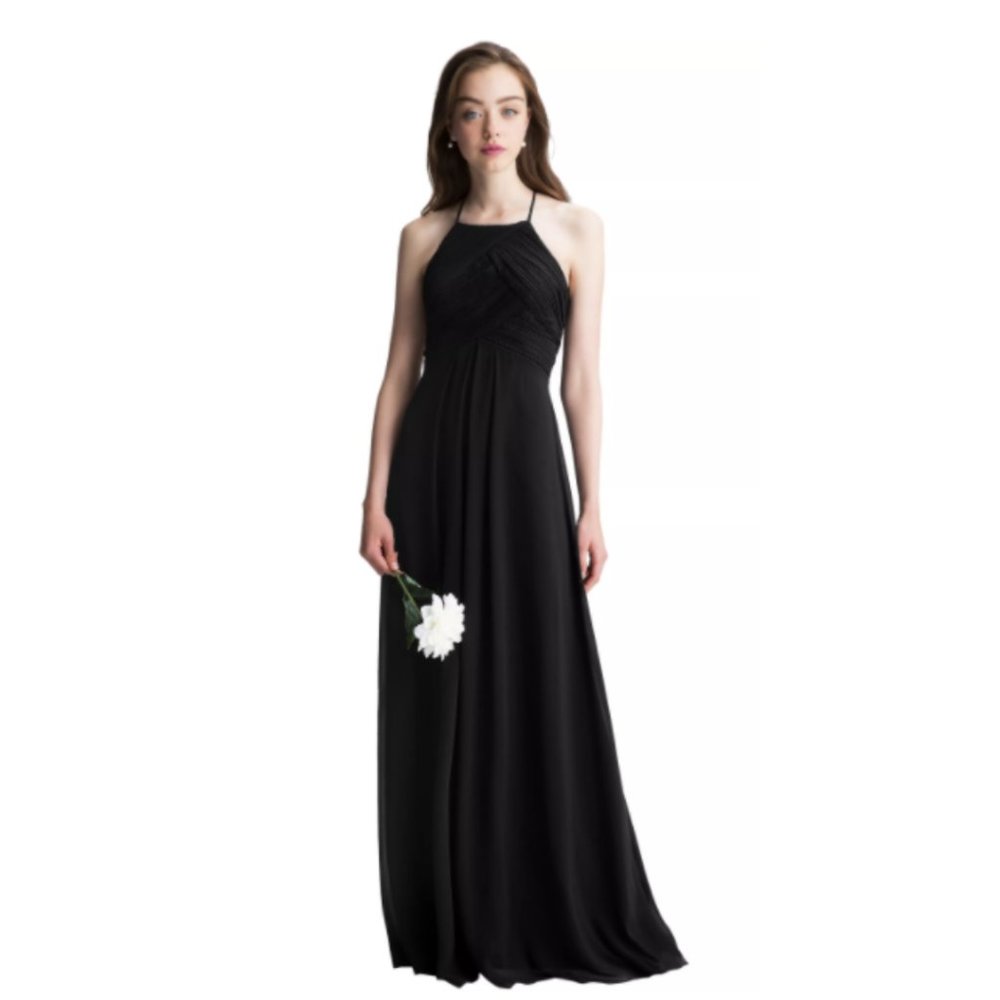 NWT Bill Levkoff Black Chiffon Halter A-line Gown Style 7001 Size 26